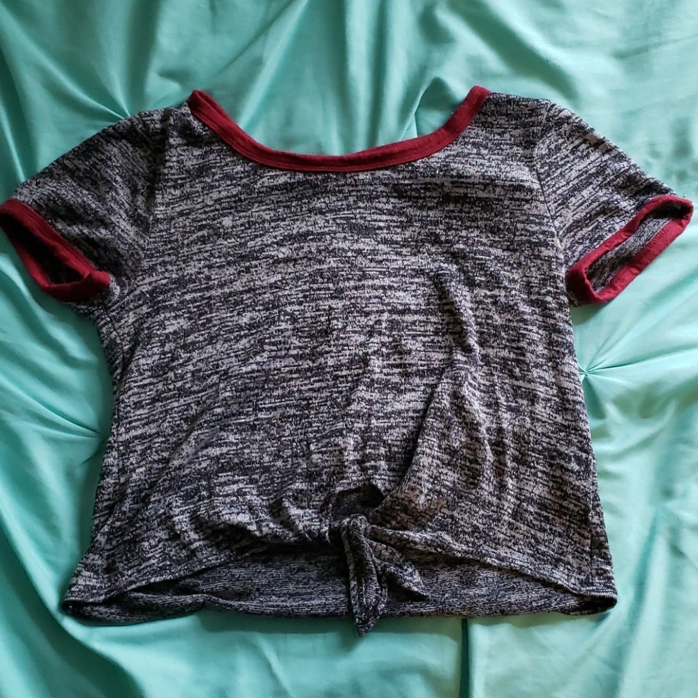 Maroon and Gray Crop Top